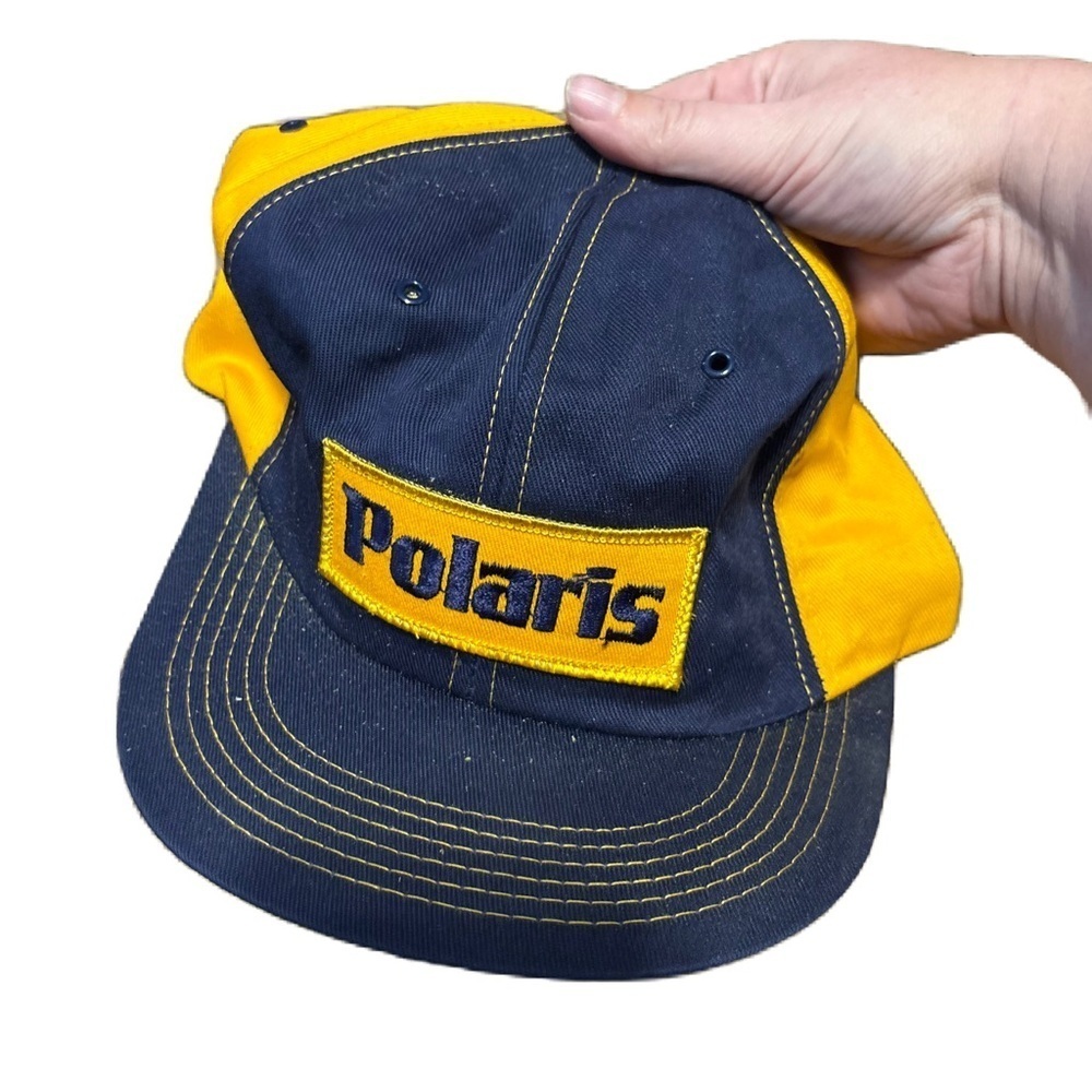 Polaris Patch Navy Yellow Gold SnapBack Hat Trucker Vintage 90s